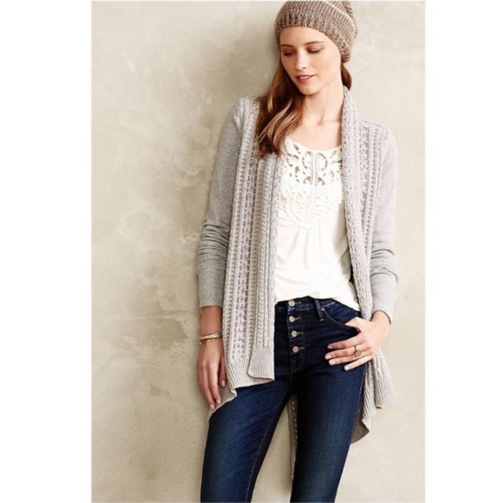 Anthropologie Gray Open-Front Cardigan